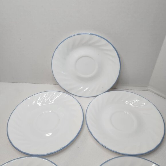 Set Of 7 Corelle English Meadow 6-inch saucers Swirl Blue Microwave-Safe 6 - Picture 3 of 5